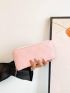 Geometric Pattern Long Wallet Pink Fashionable With Zipper For Daily