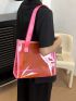 Clear Contrast Binding Shoulder Tote Bag Neon-Pink Funky