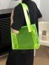 Neon Green Clear Shoulder Tote Bag PVC Double Handle Funky