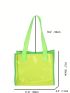 Neon Green Clear Shoulder Tote Bag PVC Double Handle Funky