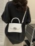 Small Flap Square Bag Metal Decor Black