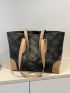 Argyle Pattern Shoulder Tote Bag Double Handle