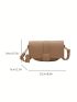 Litchi Embossed Flap Saddle Bag Khaki Fashionable