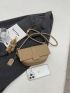 Litchi Embossed Flap Saddle Bag Khaki Fashionable