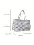 Geometric Pattern Square Bag Double Handle PU Elegant