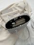 Geometric Pattern Square Bag Double Handle PU Elegant