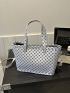 Geometric Pattern Square Bag Double Handle PU Elegant