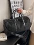 Rhinestone Decor Travel Bag Polyester Black Glamorous