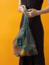 Medium Letter Patch Decor Mesh Shopper Bag Contrast Binding