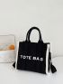 Letter Graphic Shopper Bag Casual Double Handle Polyester