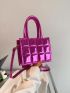 Funky Square Bag Metallic Pink Quilted Adjustable-strap PU