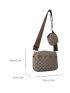 Geometric Pattern Square Bag Zipper PU Vintage With Coin Purse