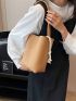 Litchi Embossed Bucket Bag With Insert Waterproof PU Fashion