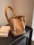 Litchi Embossed Bucket Bag With Insert Waterproof PU Fashion