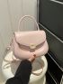 Small Flap Saddle Bag Embossed Minimalist Pink