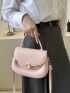 Small Flap Saddle Bag Embossed Minimalist Pink