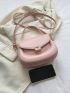 Small Flap Saddle Bag Embossed Minimalist Pink