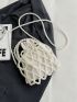 Mini Faux Pearl Decor Bucket Bag Drawstring Design