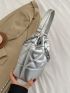 Mini Quilted Pattern Bucket Bag Drawstring Design Metallic Funky