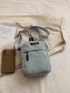 Mini Letter Patch Decor Corduroy Square Bag Zip Front