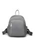 Minimalist Classic Backpack Small Zipper Gray Nylon