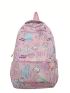 Cartoon Graphic Functional Backpack Medium Zipper Preppy