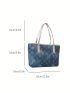 Geometric Pattern Shoulder Tote Bag Gray Double Handle For Daily