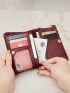 Stitch Detail Small Wallet Snap Button Pu With Wristlet