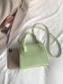 Mini Snakeskin Embossed Flap Square Bag Top Handle