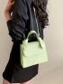 Mini Snakeskin Embossed Flap Square Bag Top Handle