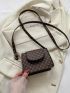 Mini Geometric Pattern Crossbody Bag, Fashion Pu Shoulder Bag
