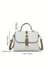 Geometric Pattern Buckle Decor Flap Square Bag Small Top Handle