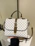 Geometric Pattern Buckle Decor Flap Square Bag Small Top Handle