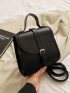 Mini Buckle Decor Flap Backpack Brown Elegant