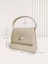 Mini Handbag Faux Pearl Decor Velvet Solid Color Square Bag With Top Handle