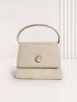 Mini Handbag Faux Pearl Decor Velvet Solid Color Square Bag With Top Handle