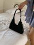 Minimalist Hobo Bag Solid Color Zipper
