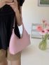 Minimalist Hobo Bag Solid Color Zipper