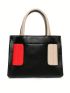 Colorblock Square Bag Buckle Decor Double Handle
