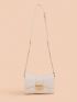 Mini Neon Pink Chain Decor Flap Square Bag Genuine Leather