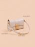 Mini Neon Pink Chain Decor Flap Square Bag Genuine Leather