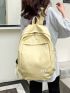 Letter Graphic Classic Backpack Yellow Adjustable Strap