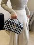 Checkered Pattern Make Up Bag Portable For Travel