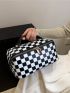 Checkered Pattern Make Up Bag Portable For Travel