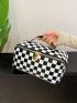 Checkered Pattern Make Up Bag Portable For Travel