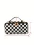 Checkered Pattern Make Up Bag Portable For Travel