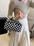 Checkered Pattern Make Up Bag Portable For Travel