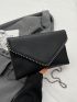 Studded Decor Flap Envelope Bag Black Fashionable