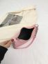 Litchi Embossed Hobo Bag Chain Strap Pink Fashionable