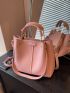 Litchi Embossed Bucket Bag Pink Fashionable For Work